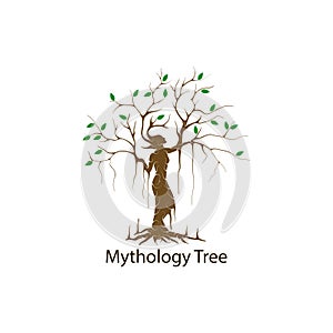 Dryad tree logo isolated. mythology tree vector illustration