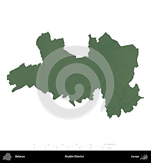 Drybin District, Belarus, isolated on white. Physical
