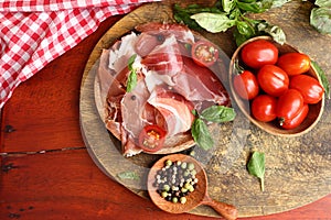 drycured meat ham, Parma prosciutto