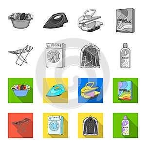 Dryer, washing machine, clean clothes, bleach. Dry cleaning set collection icons in monochrome,flat style vector symbol