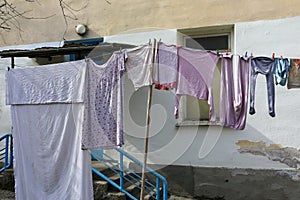 Drying clothes on Gurzuf street photo