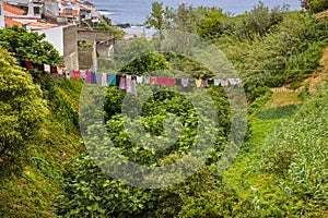 Drying clothes, Maia town on Sao Miguel island, Azores archipelago