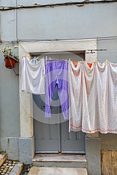 Drying clothes on the street.