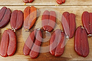 Drying grey mullet roe