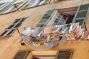 Drying laundry outside the window