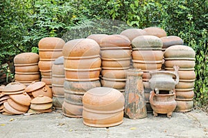 Drying pottery at the Thanh Ha village in Hoi An, Vietnam