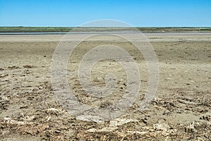 The drying process of the lake in hot summer
