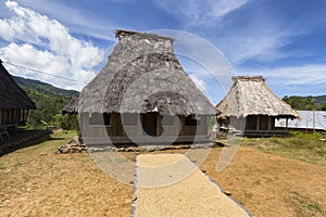 Drying rice and traditional houses