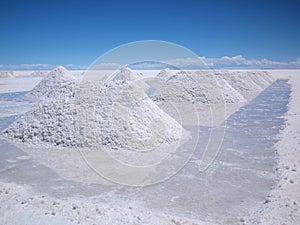 Drying salt piles on the Salar de Uyuni