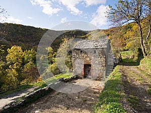 Drying sweet chestnuts the traditional way. Lunigiana, Italy.