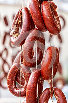 Drying Turkish Kangal sausage photo