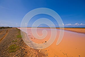 Almost dryout flat salina lake