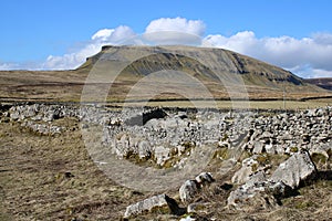 Drystone wall in view Pen-y-ghent North Yorkshire