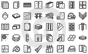 Drywall icons set outline vector. House plasterboard