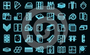 Drywall icons set vector neon
