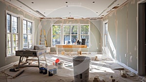 Drywall installation in a residential construction project