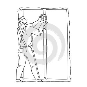 Drywall Installer Making Wall Renovation Vector