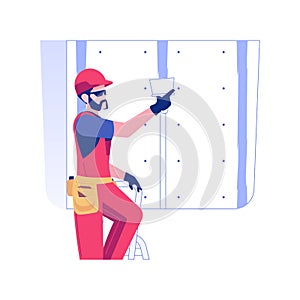 Drywall mudding and taping isolated concept vector illustration. photo