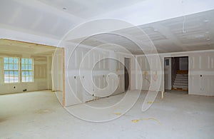 Drywall tape construction building industry new home construction interior photo