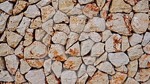 drywall texture. white and red interlocking stones. Menorca, Spain