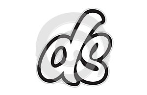 ds d s black and white alphabet letter logo combination icon design