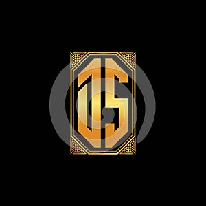 DS Logo Letter Geometric Golden Style