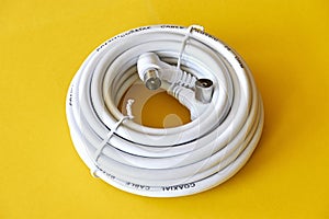 Roll of white coaxial antenna cable