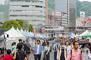 Crowds at 'Omatsuri Hiroba' during 52nd Kobe Festival. Kobe, Hyogo, Japan