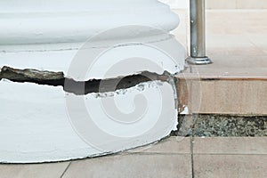 Cracks in the Concrete Pillar or Concrete Post Cracking, Danger Damage Construction