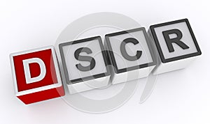 dscr word block on white