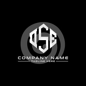 DSE letter logo design with polygon shape. DSE polygon and cube shape logo design. DSE hexagon vector logo template white and