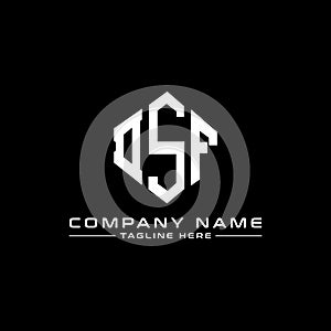 DSF letter logo design with polygon shape. DSF polygon and cube shape logo design. DSF hexagon vector logo template white and