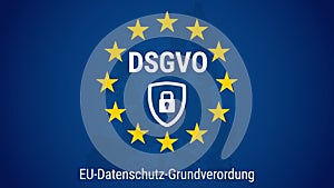 DSGVO - german Datenschutz-Grundverordnung. General data protection regulation. Flag of European Union. Vector