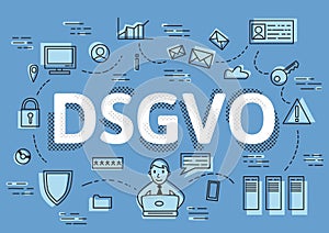 DSGVO, german version of GDPR, vector concept illustration. General Data Protection Regulation, the protection of