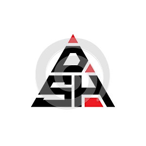 DSH triangle letter logo design with triangle shape. DSH triangle logo design monogram. DSH triangle vector logo template with red