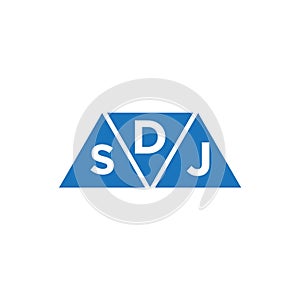 DSJ 3 triangle shape logo design on white background. DSJ creative initials letter logo concept photo
