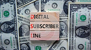 DSL digital subscriber line symbol. Concept words DSL digital subscriber line on wooden blocks. Beautiful background from dollar photo