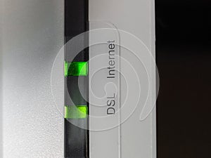 DSL and internet green led on modem router