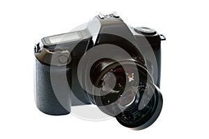 DSLR camera with a broken lens