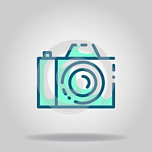 Dslr camera icon or logo in  twotone