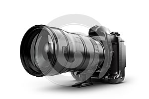 DSLR camera isolated on a white background. 3D Rendering