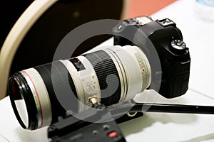 DSLR camera with telephoto lens