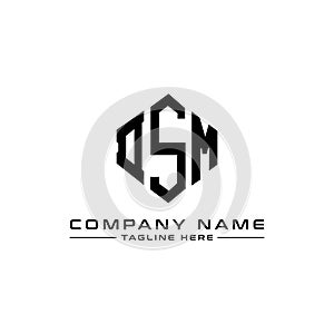 DSM letter logo design with polygon shape. DSM polygon and cube shape logo design. DSM hexagon vector logo template white and