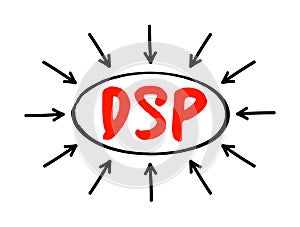 DSP - Delivery Service Provider acronym, business concept with arrows