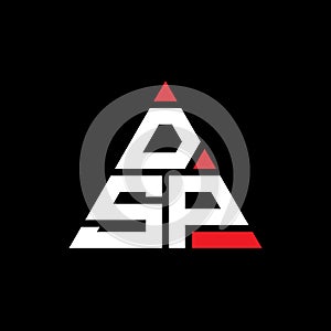 DSP triangle letter logo design with triangle shape. DSP triangle logo design monogram. DSP triangle vector logo template with red