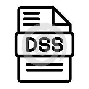 Dss file type icons. Audio extension icon outline design. Vector Illustrations