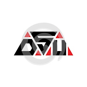 DSU triangle letter logo design with triangle shape. DSU triangle logo design monogram. DSU triangle vector logo template with red
