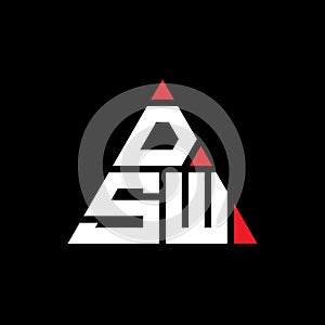 DSW triangle letter logo design with triangle shape. DSW triangle logo design monogram. DSW triangle vector logo template with red