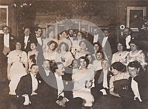 DT00002 HUNGARY CIRCA 1910 Vintage Photo - The Sleeping Ladies -Ball Photo -Young Ladies and Young Men