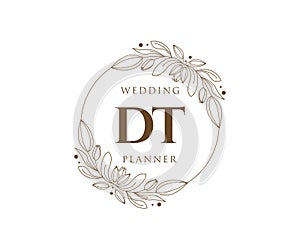 DT Initials letter Wedding monogram logos collection, hand drawn modern minimalistic and floral templates for Invitation cards,